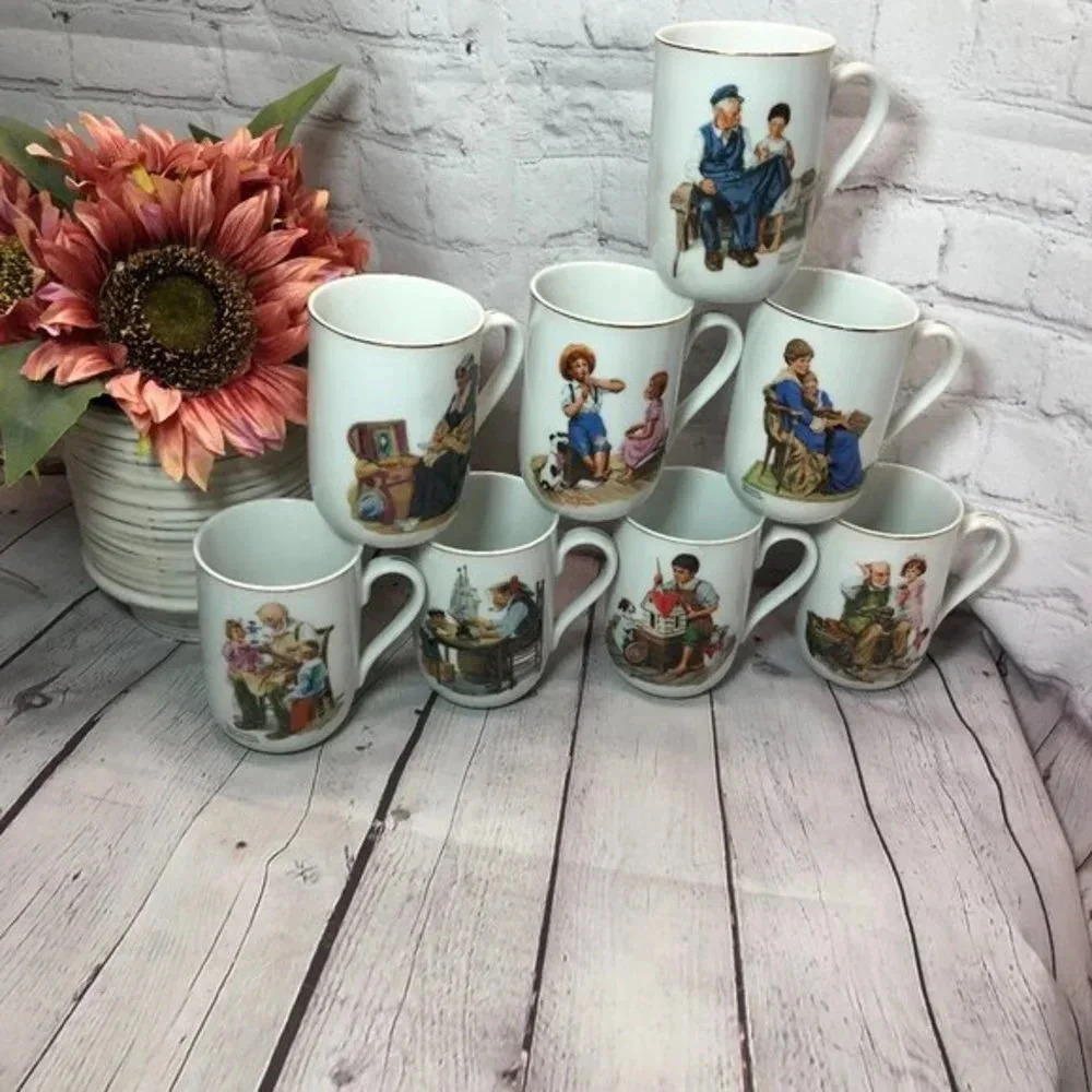 Vintage Norman Rockwell museum Mugs made in japan